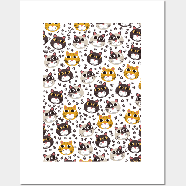 Cats and paw prints Wall Art by nickemporium1